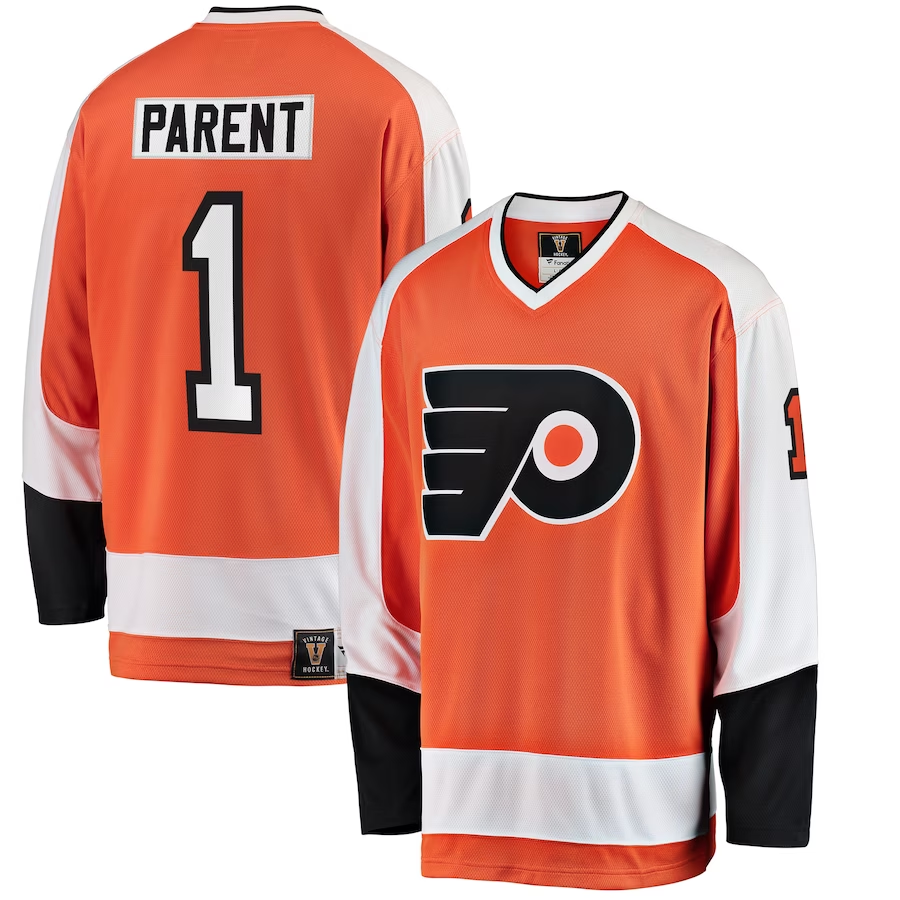 Men's Philadelphia Flyers Bernie Parent #1 Orange Jersey